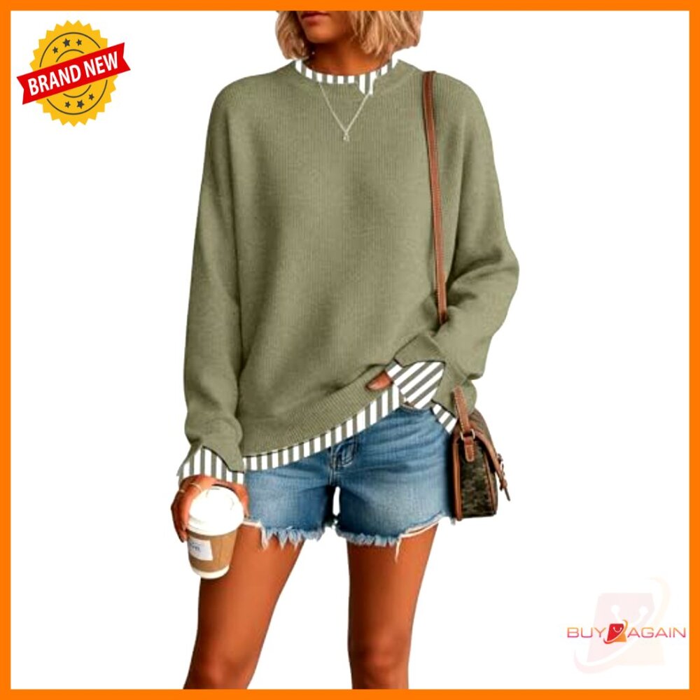 Oversized Knit Pullover Patchwork Ribbed Drop Sho… - image 5